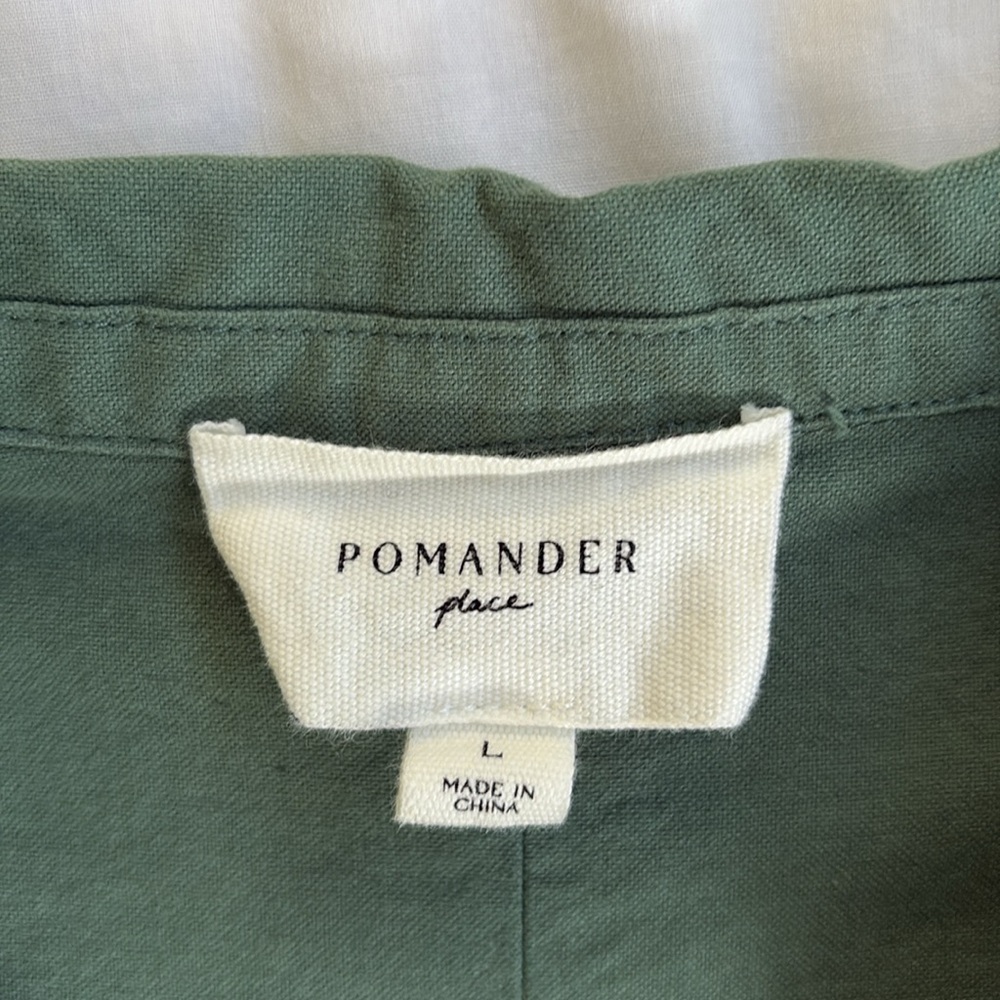 Tuckernuck Pomander Place Green Button Down Collared Polly Shirt Dress Women’s L - Picture 10 of 13